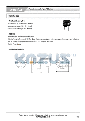 RC865NP-122K datasheet - Power Inductor< Pin Type: RC Series>