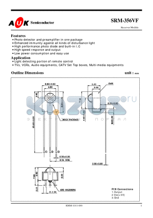 SRM-356VF datasheet - Light detecting portion of remote control