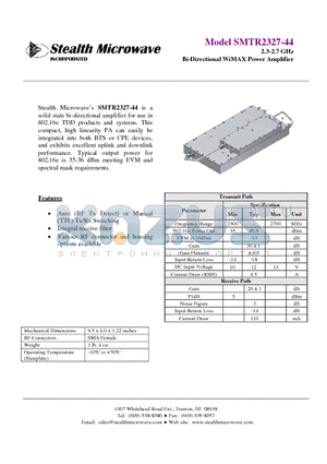 SMTR2327-44 datasheet - 2.3-2.7 GHz Bi-Directional WiMAX Power Amplifier