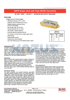 SMTR2805D/KR datasheet - SMTR Single, Dual and Triple DC/DC Converters