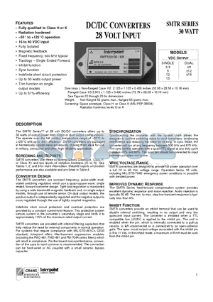 SMTR2805D/KR datasheet - DC/DC CONVERTERS 28 VOLT INPUT