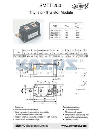 SMTT-250I datasheet - THYRISTOR-THYRISTOR MODULE