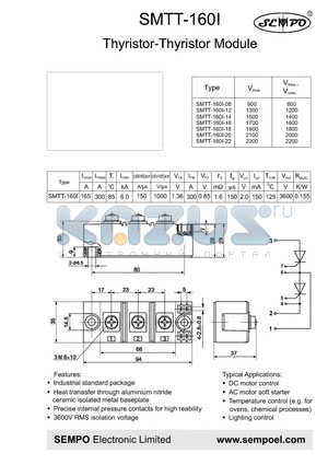 SMTT-160I-14 datasheet - THYRISTOR-THYRISTOR MODULE