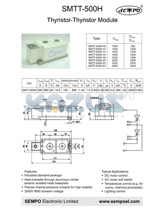 SMTT-500H-16 datasheet - THYRISTOR-THYRISTOR MODULE