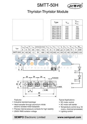 SMTT-50H-12 datasheet - THYRISTOR-THYRISTOR MODULE