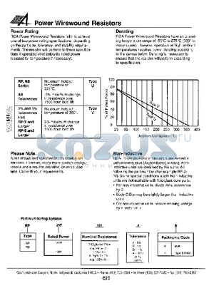 RP4W101FB datasheet - POWER WIREWOUND RESISTORS