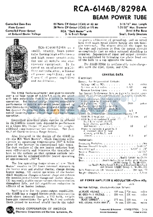 RCA-6146B datasheet - BEAM POWER TUBE