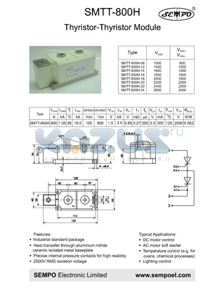 SMTT-800H-24 datasheet - THYRISTOR-THYRIDTOR MODULE