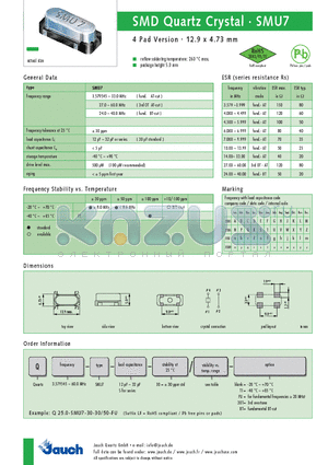 SMU7 datasheet - SMD Quartz Crystal