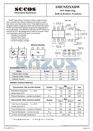 SMUN5211DW datasheet - NPN Multi-Chip Built-in Resistors Transistor