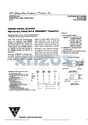 RCA3055 datasheet - SILICON N-P-N VERSAWATT TRANSISTORS