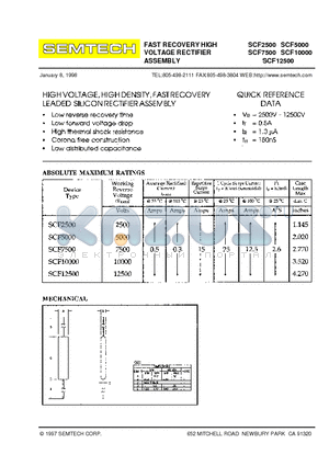 SCF7500 datasheet - FAST RECOVERY HIGH VOLTAGE RECTIFIER ASSEMBLY