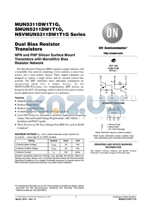SMUN5311DW1T1G datasheet - Dual Bias Resistor Transistors