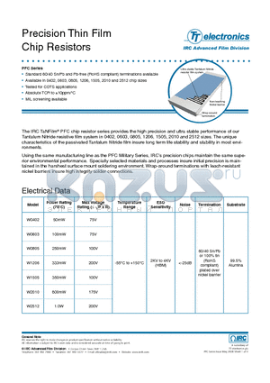 PFC-W0805R-03-1001 datasheet - Precision Thin Film Chip Resistors