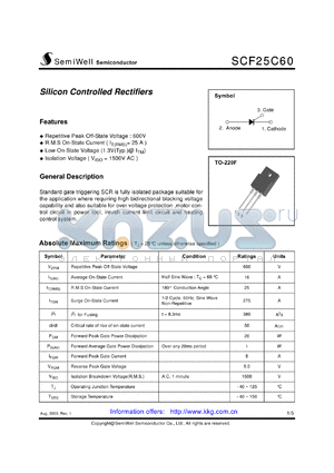 SCF25C60 datasheet - Silicon Controlled Rectifiers