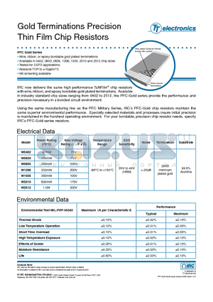 PFC-W0805RJ-03-1001-G datasheet - Gold Terminations Precision Thin Film Chip Resistors