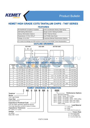 T497A106K006AT6110 datasheet - HIGH GRADE COTS TANTALUM CHIPS