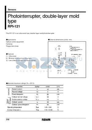 RPI-121 datasheet - Photointerrupter, double-layer mold type