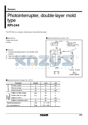 RPI-244 datasheet - Photointerrupter, double-layer mold type