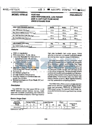 V53C104AK-70L datasheet - HIGH PERFORMANCE, LOW POWER 256K X 4 BIT FAST PAGE MODE CMOS DYNAMIC RAM