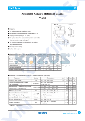 TL431 datasheet - Adjustable Accurate Reference Source