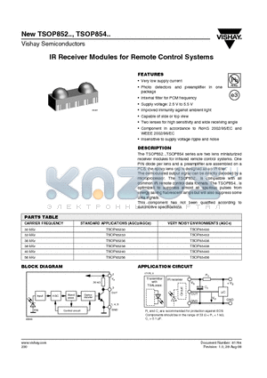 TSOP85230 datasheet - IR Receiver Modules for Remote Control Systems