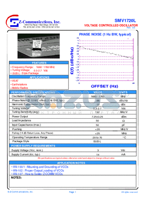 SMV1720L datasheet - LOW COST - HIGH PERFORMANCE VOLTAGE CONTROLLED OSCILLATOR