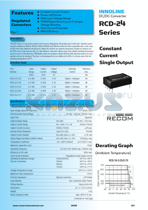 RCD-24-070 datasheet - Constant Current Single Output