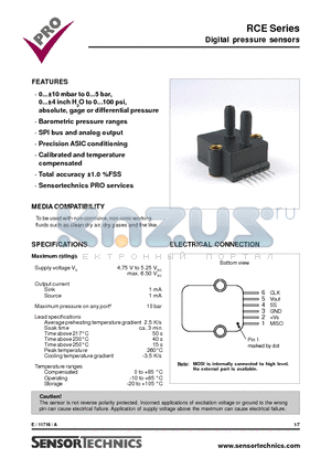 RCEM010AR datasheet - Digital pressure sensors