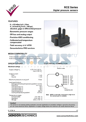 RCEM010AU datasheet - Digital pressure sensors