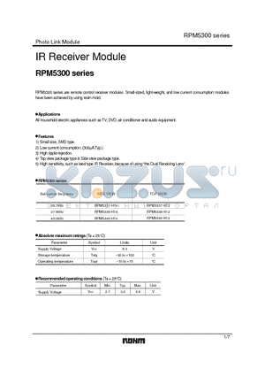 RPM5337-H14 datasheet - IR Receiver Module