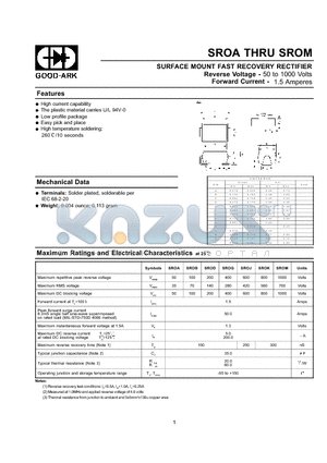 SROA datasheet - SURFACE MOUNT FAST RECOVERY RECTIFIER