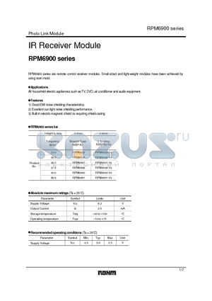 RPM6937-V4 datasheet - IR Receiver Module