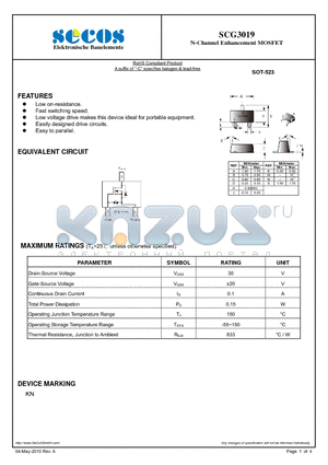 SCG3019 datasheet - N-Channel Enhancement MOSFET