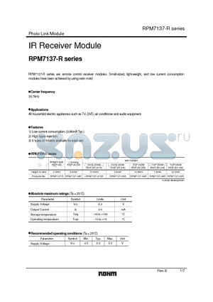 RPM7137-H8R datasheet - IR Receiver Module