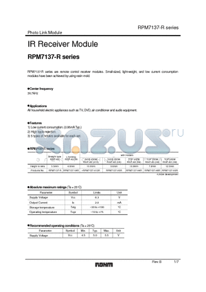 RPM7137-R datasheet - IR Receiver Module