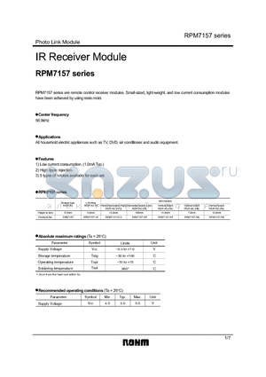 RPM7157-H4 datasheet - IR Receiver Module