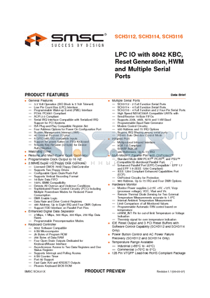 SCH3112_07 datasheet - LPC IO with 8042 KBC, Reset Generation, HWM and Multiple Serial Ports