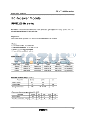 RPM7237-H4 datasheet - IR Receiver Module