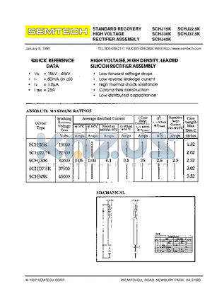 SCHJ15K datasheet - STANDARD RECOVERY HIGH VOLTAGE RECTIFIER ASSEMBLY