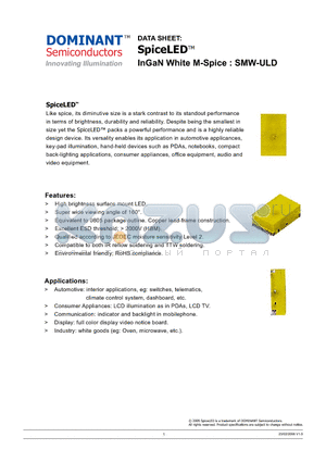 SMW-ULD-S1 datasheet - SpiceLED InGaN White M-Spice