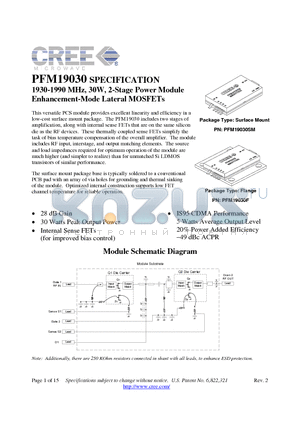 PFM19030F datasheet - 1930-1990 MHz, 30W, 2-Stage Power Module Enhancement-Mode Lateral MOSFETs