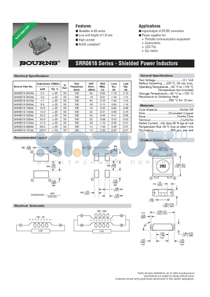 SRR0618-220ML datasheet - Shielded Power Inductors