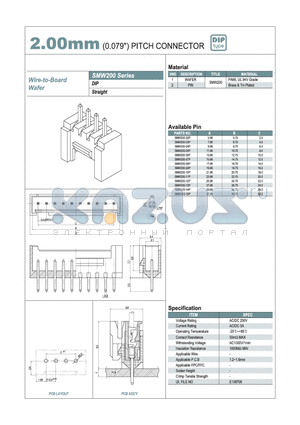 SMW200-02P datasheet - 2.00mm PITCH CONNECTOR