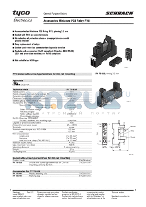 RPML0024 datasheet - Accessories Miniature PCB Relay RYII