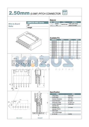 SMW250-04D datasheet - 2.50mm PITCH CONNECTOR
