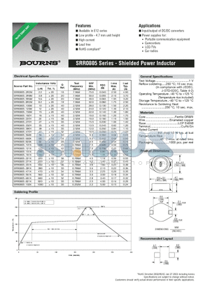 SRR0805-221K datasheet - Shielded Power Inductor