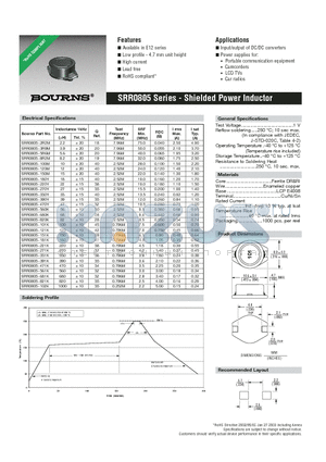 SRR0805-271K datasheet - Shielded Power Inductor