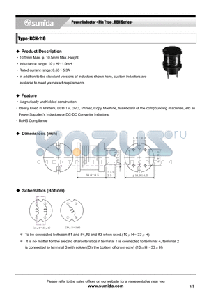 RCH110NP-100M datasheet - Power Inductor< Pin Type : RCH Series>
