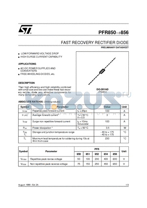 PFR851 datasheet - FAST RECOVERY RECTIFIER DIODE